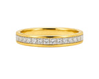 Gold ring with diamonds on a white background