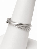 silver ring with small diamonds 