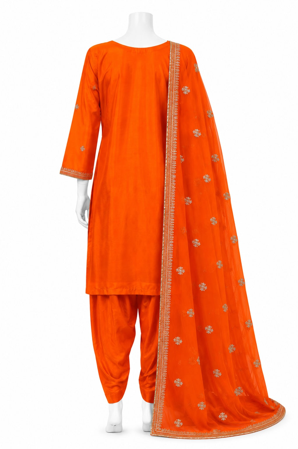 Orange Shalwar Suit with Dupatta | Embroidered Pakistani Salwar Kameez