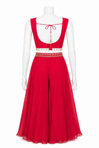 Ruby Red Embroidered Sharara Set with Designer Blouse & Draped Dupatta