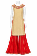 Ivory & Scarlet Embellished Sharara Suit Set