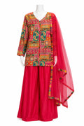 Fuchsia Printed Palazzo Suit with Dupatta | Pakistani Festive Wear
