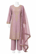 Dusty Rose Embroidered Pakistani Suit with Organza Dupatta | Luxury Festive Wear
