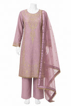 Dusty Rose Embroidered Pakistani Suit with Organza Dupatta | Luxury Festive Wear
