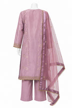 Dusty Rose Embroidered Pakistani Suit with Organza Dupatta | Luxury Festive Wear